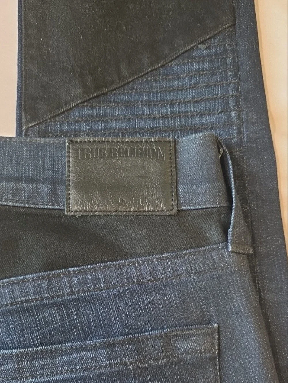 True Religion Men's Slim Black Jeans with Subtle Fade